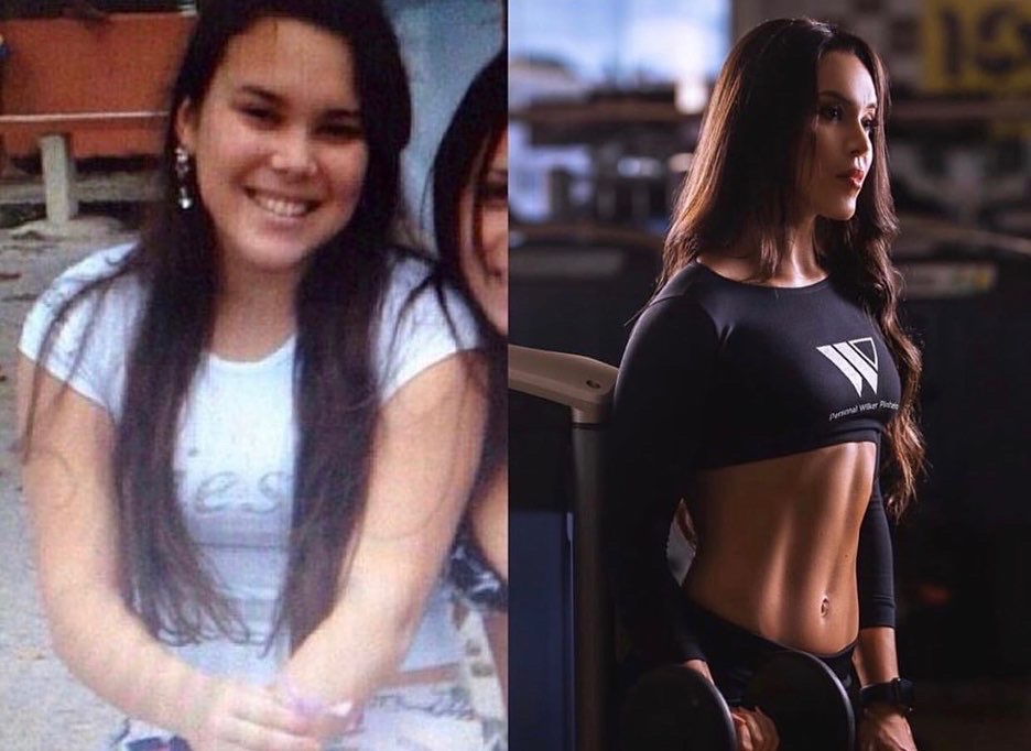 Antes e depois de aluna