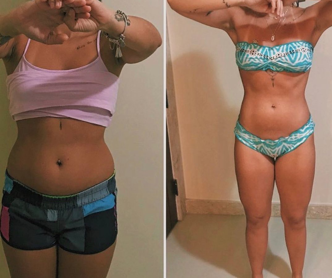 Antes e depois de aluna