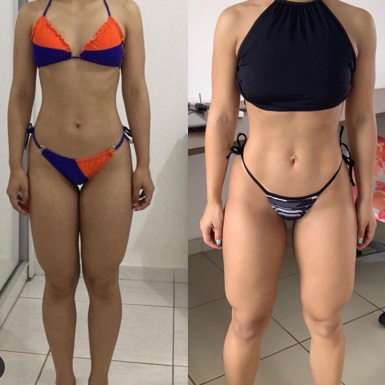 Antes e depois de aluna